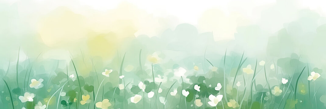 green watercolor flower on white background, green watercolor foliage abstract background.  spring, eco nature theme