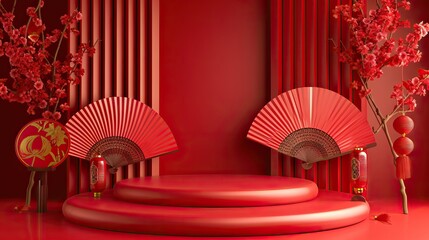 Chinese new year, podium art Chinese new year - AI Generated Abstract Art