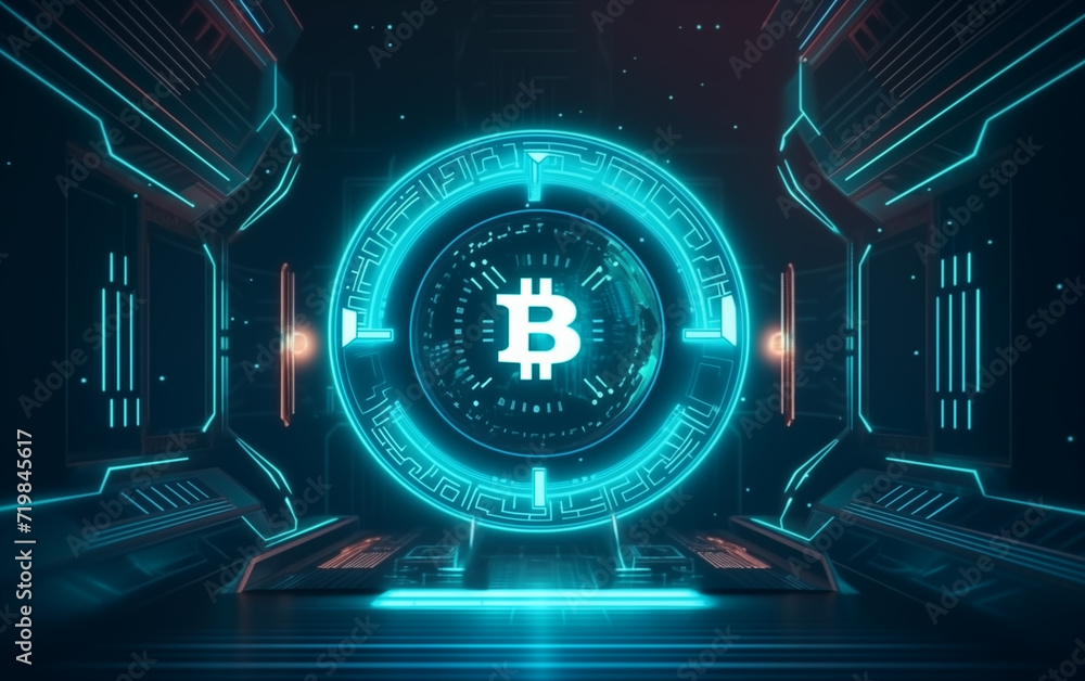 Poster bitcoin dashboard technology background,created with generative ai tecnology.