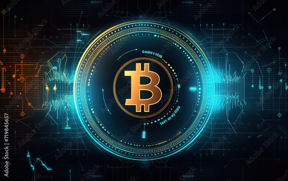 Poster bitcoin dashboard technology background,created with generative ai tecnology.