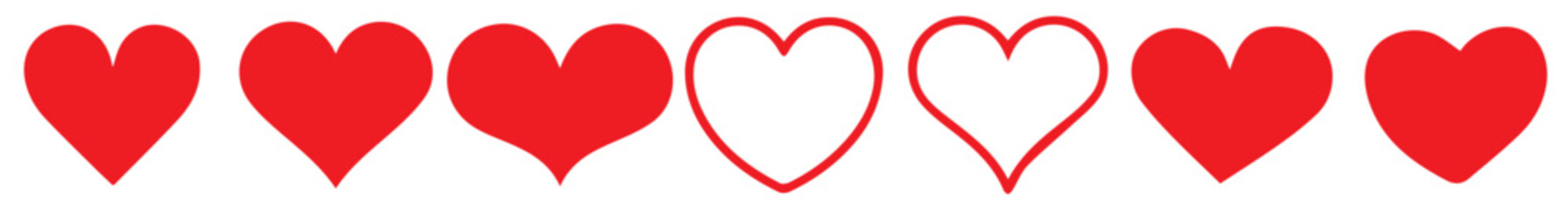 Red heart icons set vector