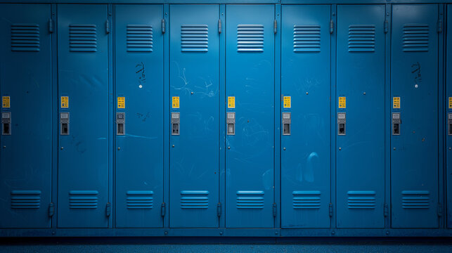 Сlose up Row school lockers, vintage locker