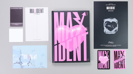 Stray Kids MAXIDENT mini Album Box set on grey. Music CD. South Korean boy band StrayKids. Space for text. Gatineau, QC Canada - December 07 2022