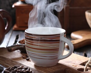 hot coffee on the table