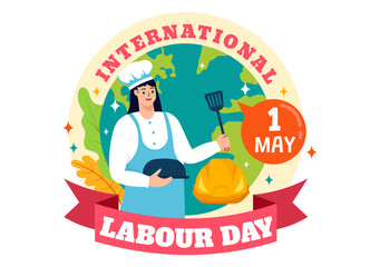 International Labor Day Vector Illustration on 1 May with Different Professions and Thank You to All Workers for Your Hard Work in Flat Background