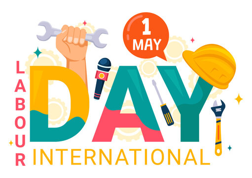 International Labor Day Vector Illustration on 1 May with Different Professions and Thank You to All Workers for Your Hard Work in Flat Background