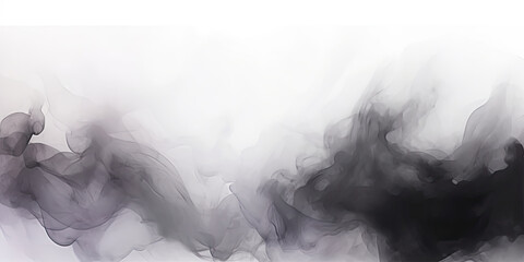 black smoke on bwhite background, black watercolor waves, streaks and spots of paint and ink on a white background, smoke overlay layer