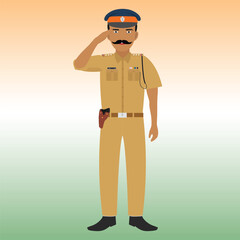India Police. Mumbai Police. Community Helper. with try colour background.