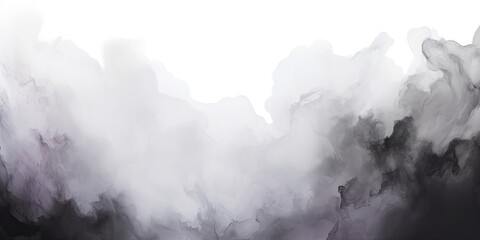 black smoke on bwhite background, black watercolor waves, streaks and spots of paint and ink on a white background, smoke overlay layer