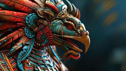 Cartoon digital avatars of Quetzalcoatl Warrior
