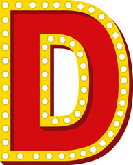 Retro Cinema Light Letter Alphabet D