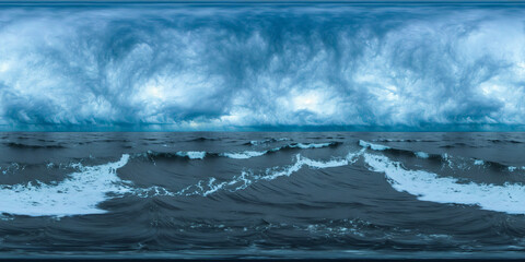 equirectangular panorama 360 degrees stormy sea