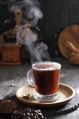 hot coffee on the table