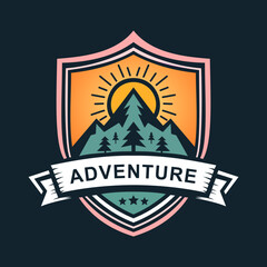 Mountain landscape adventure logo icon vector template