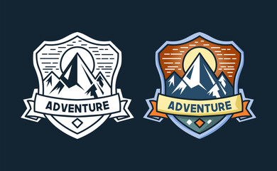 Obraz premium Mountain landscape adventure logo icon vector template