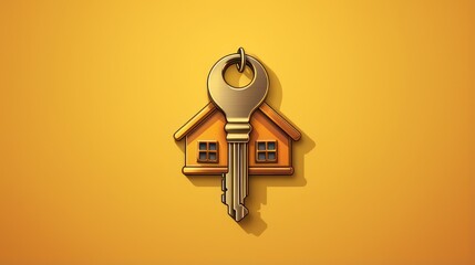 House illustration design with key, real estate property business company, key chain icon.