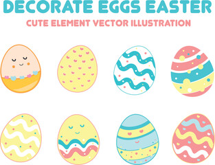 Set of decorate egg easter cute element