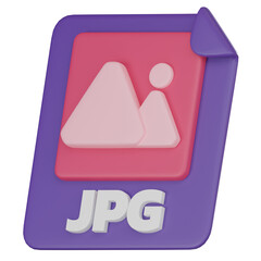 3D Icon of JPG File Format Icon Symbolizing Tech Innovation. 3D Render