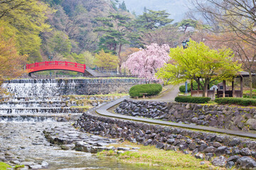 Fototapeta premium Ujo Park in Gero onsen town, Gifu prefecture, Japan.
