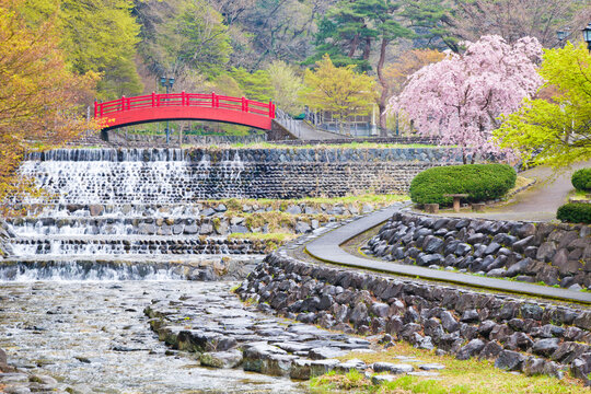 Ujo Park in Gero onsen town, Gifu prefecture, Japan.