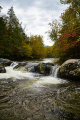 Autumn Waterfall Serenity in Gatlinburg Forest