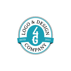 Badge Retro Rustic 4G Letter Company Logo Vector Illustration