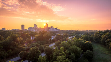 Downtown Raleigh, North Carolina at sunrise.