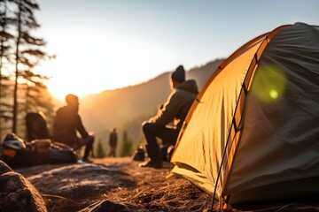 Silhouettes & Sunset: A Campsite Story Painted in Golden Light (Horizontal Photography Format 3:2)