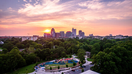 Downtown Raleigh, North Carolina at sunrise.