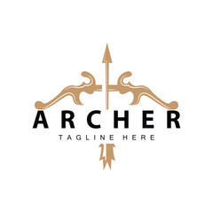 Archer logo vector vintage design old inspiration archer tool arrow template brand
