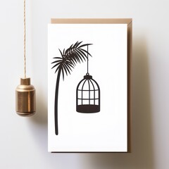 Ramadan border frame ornament, illustration of mosque domes and hanging lanterns. Greeting card copy space template.