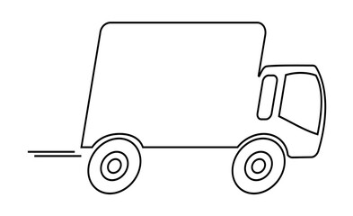 Fast delivery truck png illustration. Icon, symbol, sign, sticker, object, or business infographic. Web shipping button. 