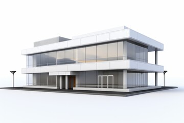 Contemporary Commercial Building Exterior, Showcased on an Isolated White Canvas, Generative AI