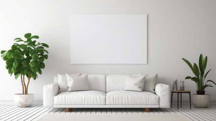 Modern, white minimalist interior. Modern interior design for posters in the living room
