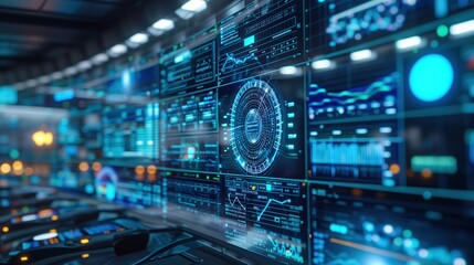 Obraz premium A computer screen shows cutting-edge personal cybersecurity software at work, with graphical elements emphasizing the safeguarding of data and privacy configurations. 