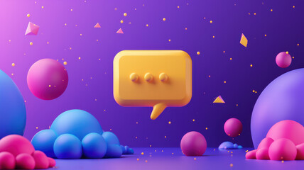 3D speech bubble with tick mark for photo gallery platform, online social media comment, emoji message  speech icons, chat with social media.  speak bubble