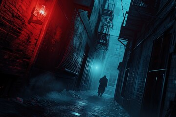 Mysterious Figure in Dark Urban Alleyway