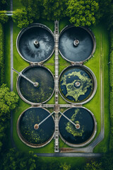 Water treatment plant. Recycling plant top view