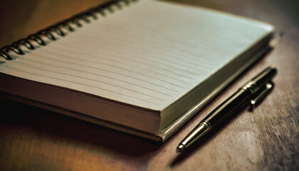 Old notebook, ballpoint pen, close-up