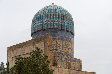 Samarkand, Uzbekistan - December 27th, 2023: Bibi-Khanym Mosque