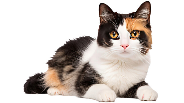 Calico cat isolated on a transparent background - Powered by Adobe