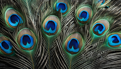 Fototapeta premium close up of blue peacock feather background