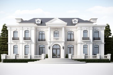 Fototapeta na wymiar Elegant Suburban Mansion, Featured on a Clean White Background, Generative AI