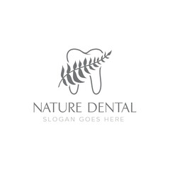 Dental teeth dentist and leaves nature Elegant Logo Design