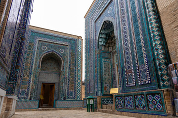 Samarkand, Uzbekistan - December 27th, 2023: Shah-i-Zinda necropolis