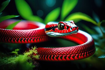 Obraz premium red snake on a branch