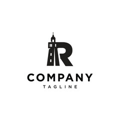 Letter R Lighthouse logo icon vector template