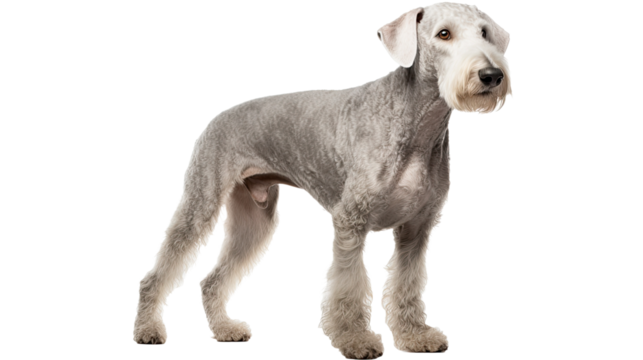 Bedlington Terrier dog isolated on a transparent background