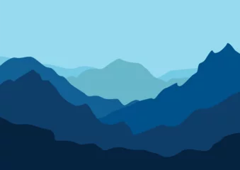 Fotobehang panorama landscape with mountains. Vector illustration in flat style. © Fajarhidayah11