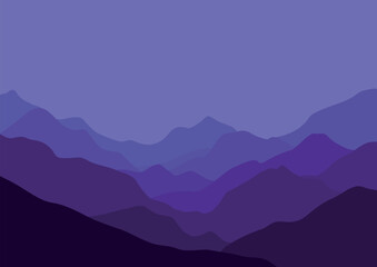 panorama landscape with mountains. Vector illustration in flat style.